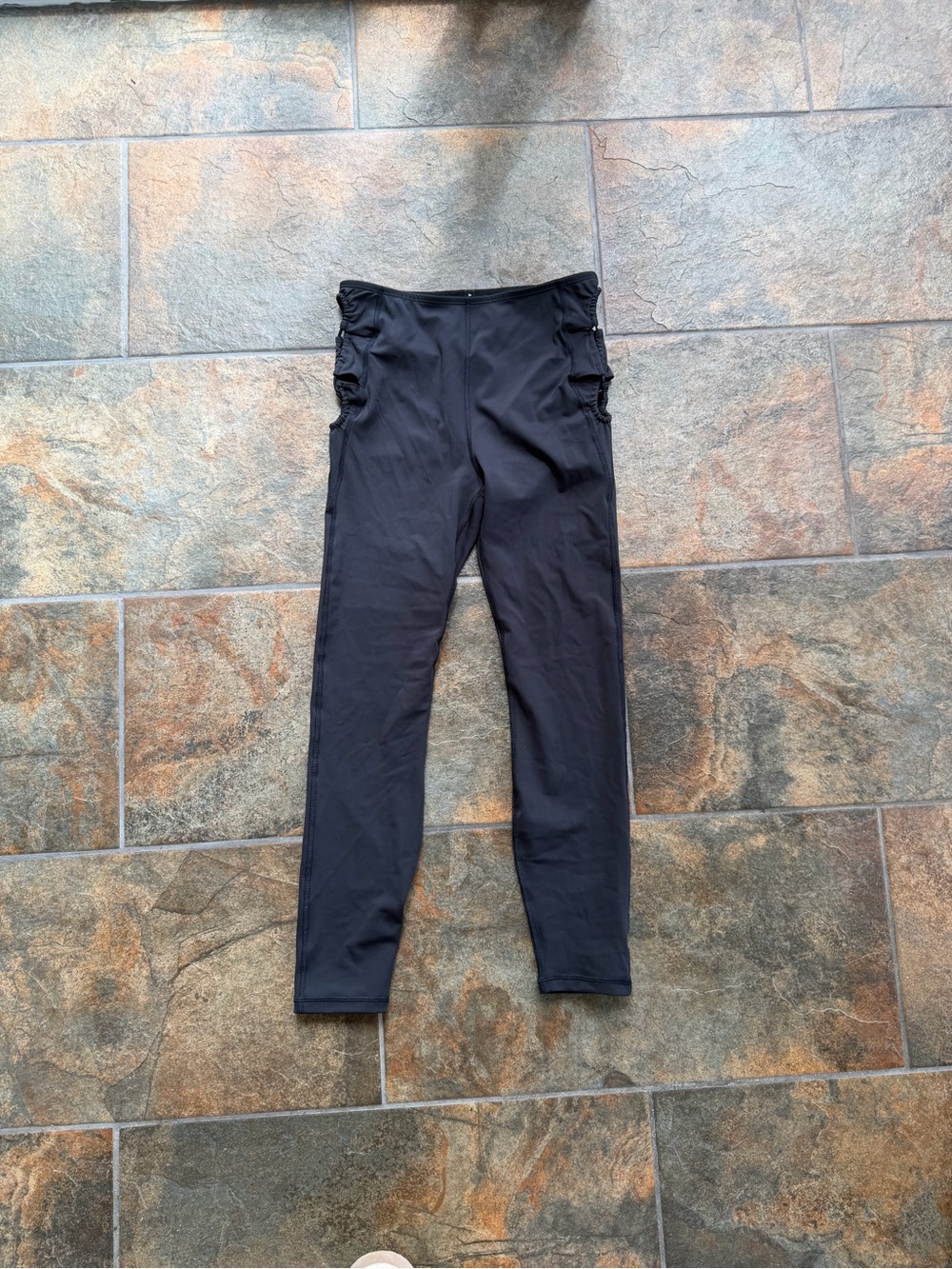 Savage X Fenty Black Side-Ruffle Leggings